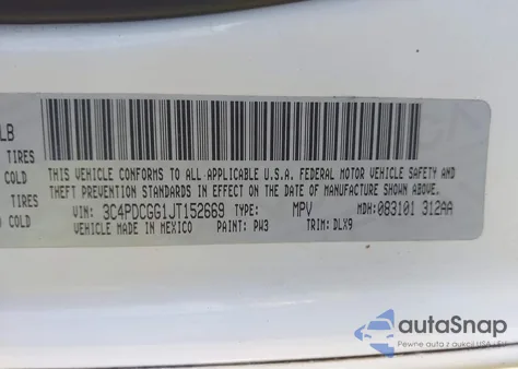 2018 Dodge Journey Crossroad z USA, uszkodzony, nr VIN 3C4PDCGG1JT152669